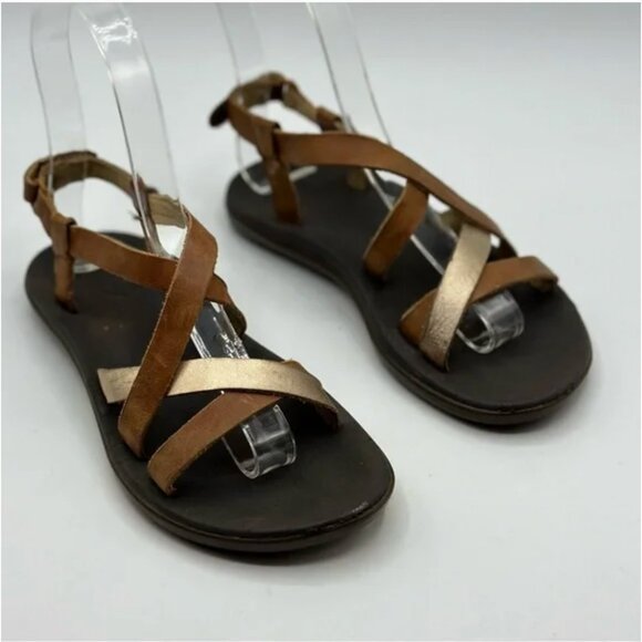 OluKai Upena Girl’s Leather Velcro Slingback Sandals Size Girls 13 (32) - Picture 1 of 8